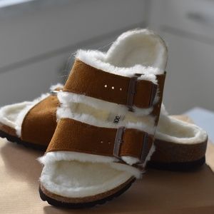 Arizona Shearling Suede Leather in Mink | Women's Size 8-8.5